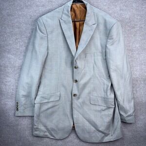 LINEAGE Mens Plaid Blazer Suit Jacket 42R Tan‎ Brown Pockets Business Casual